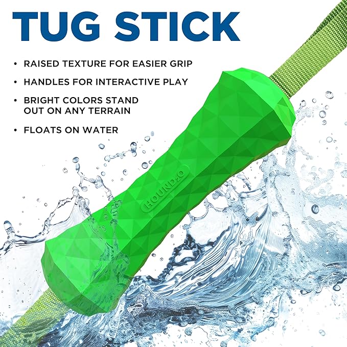 Playology Hound2O Dog Toys | Floating Tug Stick for Tug of War | Green Outdoor Toy - Easy to Clean and Made from Non Toxic Materials