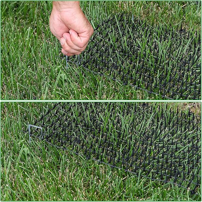 13Ft x 12 Inch Scat Mat for Cats, Cat Scat Mat with Spikes, Anti-Cats Deterrent Mat, Pet Repellent Mat, Cat Digging Stopper Prickle Strip for Indoor Outdoor Sofa Furniture with Garden Staples
