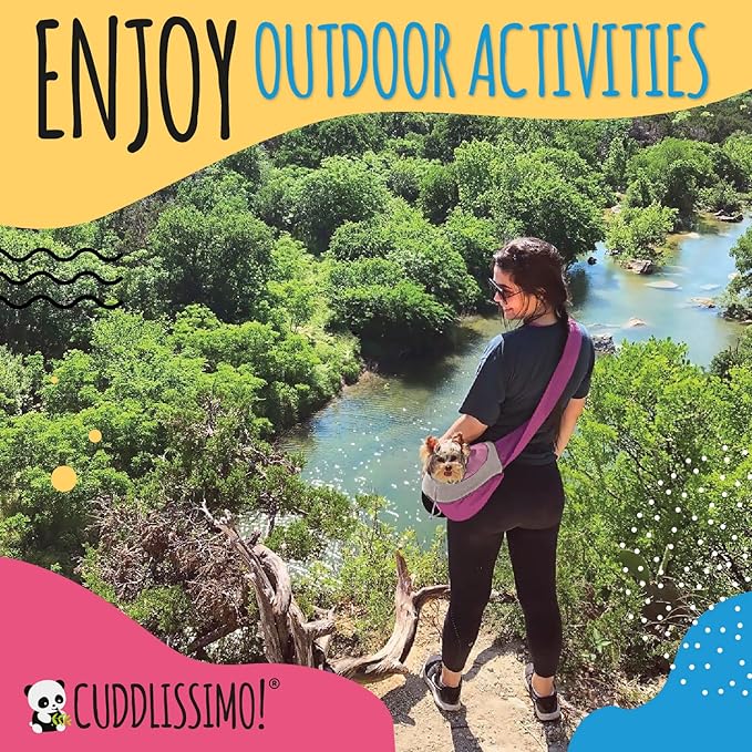 Pet Sling Carrier - Carefully Sized for Teacup & Toy Breed Puppies & Cats (Under 6lb) - Soft Pouch for Small Dogs, Yorkies, Chihuahuas - Ideal for Hands-Free Travel & Walks (Pink)