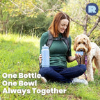 Dog Water Bottle for Dog Lovers - 32 oz Stainless Steel Double Wall Insulated Water Bottle with 8 oz Detachable Bowl on Bottom - Gift for Doggy Lovers for Hiking, Walks, Travel - Dusty Blue