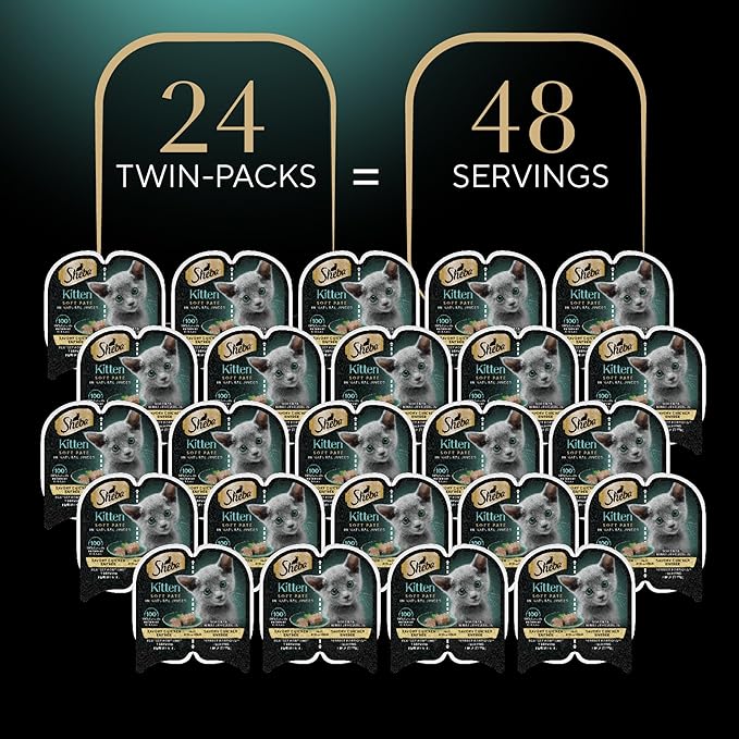 Sheba Perfect Portions Kitten Wet Cat Food Pate Chicken Entree, 2.6 oz. Twin-Pack Trays (24 Count, 48 Servings)