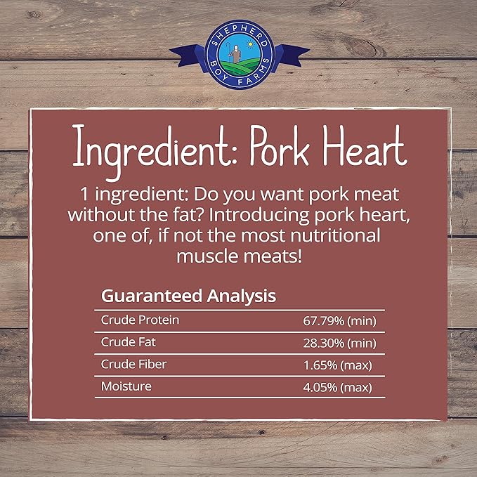 Freeze Dried Dog and Cat Treats, Pork Heart, All Natural Single Ingredient Freeze-Dried Treat & Snacks, Made in USA, High Protein, Essential Nutrition of Raw Dog Food, 8oz