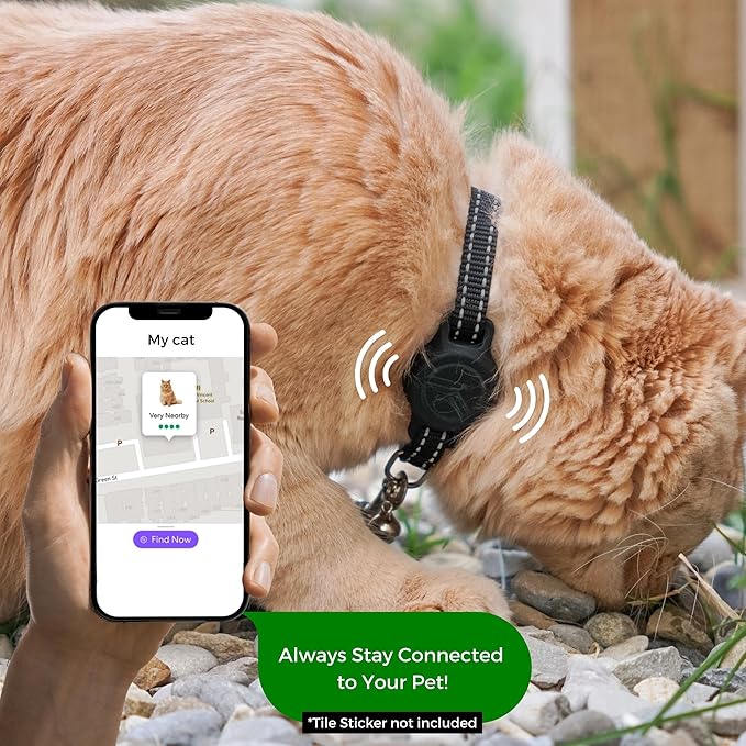 Tile Sticker Cat Collar Holder (2024): The Smallest, Lightest, and Most Comfortable Tracking Case for Cats - Track Your Pet with iPhone Samsung Android Device - Life360 for Boy Girl Kittens (Blue)