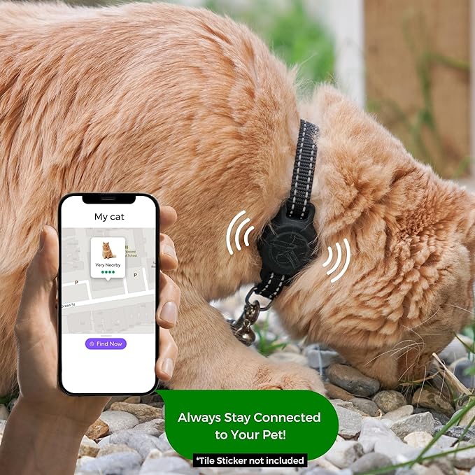 Tile Sticker Cat Collar Holder (2024): The Smallest, Lightest, and Most Comfortable Tracking Case for Cats - Track Your Pet with iPhone Samsung Android Device - Life360 for Boy Girl Kittens (Pink)