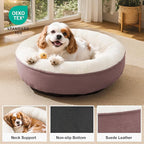 Love's cabin Donut Pet Bed, 25in, Burlwood, for Small Dogs & Cats, Soft Durable Fabric, Anti-Slip, Water-Resistant, Washable