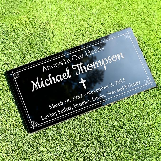 HDSD Memorial Stone Plaque Personalized Granite Grave Marker for Dogs Cats & Loved Ones Laser Engraved Headstone Indoor Outdoor 8×4 or 12×6 Inches