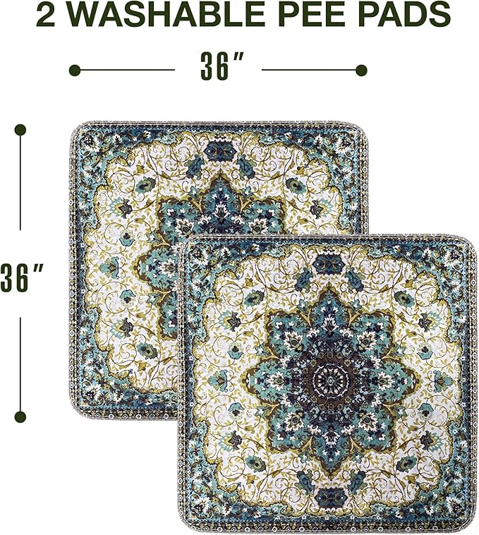 PUPIBOO Washable Pee Pads for Dogs and Cats - Super Absorbent Reusable Puppy Training Pads - 100% Waterproof, Leak-Proof & Non-Slip Whelping Pads for Pet Housebreaking