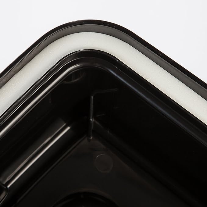 IRIS USA Elevated Dog Bowls, 15" H Raised Bowl for Large Dogs, Airtight Pet Food Storage Holds Up to 47 Lbs, 2 Removable 64 oz Stainless Steel Bowls, at Home or Camping, Smoke/Black