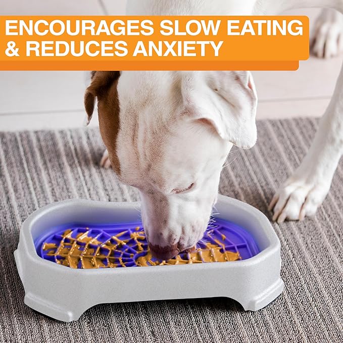 Neater Pets - Neat-LIK Pad with Mess-Proof Tray Keeps Floors Clean - Slow Feeding Pad for Dogs & Cats - Relieves Anxiety & Cures Boredom - Fill Licking Pad with Treats & Food (Purple & Vanilla Bean)