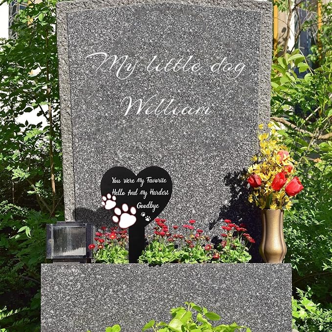 12 inch Metal Dog Memorial Grave Markers Dogs Cemetery Headstones Decorations Stakes Cemetery Memorial Plaque for loss of Puppy Pet Cross Tombstones Stake Ornaments Sign for Garden Outdoor Yard