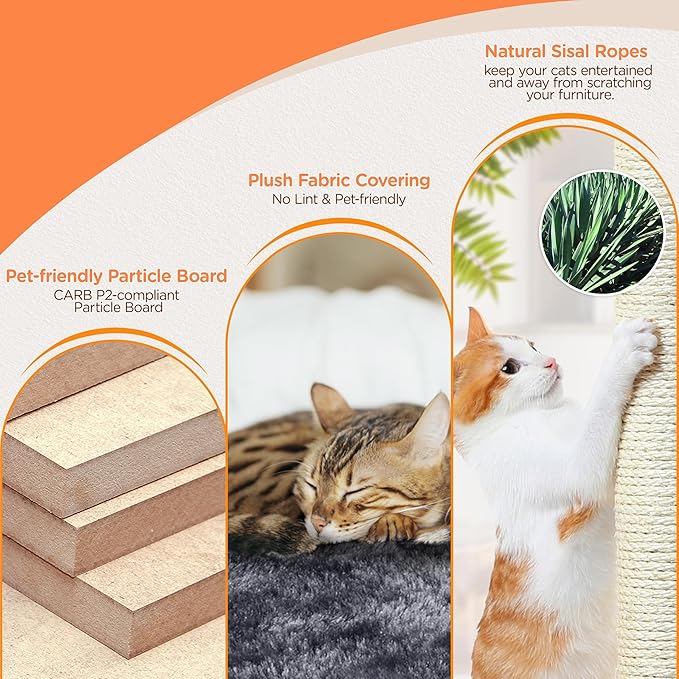 Yaheetech 57in Tall Cat Tree, Multi-Level Cat Tower W/Extended Platform, Padded Perch, Scratching Posts, Ball, for Indoor Large Cat Kitty as Pet Play House Activity Center