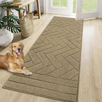 Tindbea Dog Mat for Muddy Paws,Absorbs Moisture Dirt Non-Slip Washable Mud Mat for Dogs,Soft Rubber Backing Front Inside Pet Rug for Entryway, Mud Dog Paws, Patio(24"x59",Light Taupe)