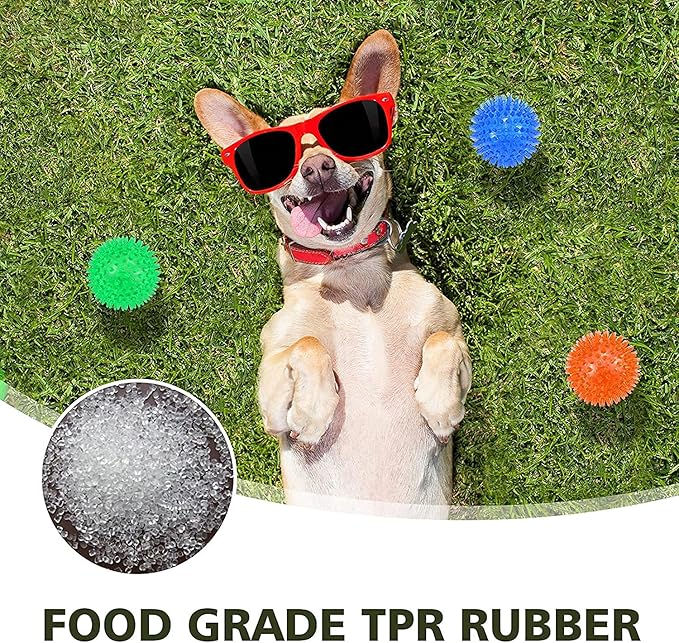 petizer 6 Pack 3.5” Squeaky Dog Toy Balls, Floating Pool Balls, Spiky Dog Balls, Durable Interactive Fetch Toys for Puppy, Dog Chew Toys for Teething (3.5", Medium/Large)