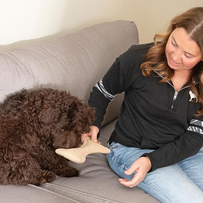 SPOT Dura-Fused Leather Bone- Durable Dog Toy with Squeaker, Real Leather & Jute Fabric, Interactive Toy for Moderate & Aggressive Chewers, Medium & Large Dogs and Puppies, 9 inch