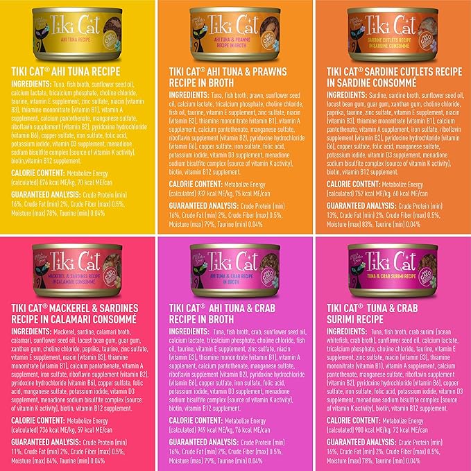 Tiki Cat® Wet Cat Food Mega Pack, Fish Favorites Variety Pack, 2.8/3 oz. Can (24 Count)