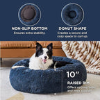 Bedsure Calming Dog Bed for Large Dogs - Donut Washable Large Pet Bed, 36 inches Anti Anxiety Round Fluffy Plush Faux Fur Dog Bed, Fits up to 80 lbs Pets, Navy