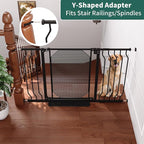 29.5"-48" Metal Baby Gate for Stairs & Doorways - Easy Install 30.5" Tall, Auto Close, Pressure Mounted, No Drilling - Stylish Safety Gate for Pets, Child Gate for Kids, Black