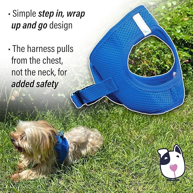 Doggie Design Dog Harness - No Choke Dog Harness, Dog Vest, Mesh Polyester, Pet Harness, Simple Step in and Go Design, Harness for Dog - Cobalt Blue, M
