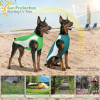 2 Pack Dog Shirts, Breathable Dog Clothes, Summer Sun Protection Pet Sleeveless Vest, Stretchy Tank Top T-Shirts for Large Medium Dogs, Green White+Blue White (XL)