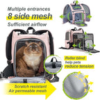 Expandable Pet Carrier, Airline-Approved Foldable and Detachable Backpack, Fits 13lbs Cat&11lbs Small Puppy Dog, for Car Travel,Camping and Emergency Transportation and Shelter (Pink)