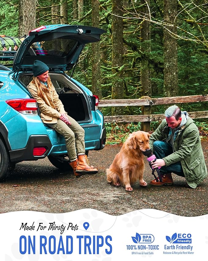 lesotc Dog Water Bottle, Portable Water Dispenser with Travel Water Bowl, Leak Proof Pet Travel Squeeze Bottle, Puppy Essentials Dog Stuff Accessories for Outdoor Walking, Hiking, Camping