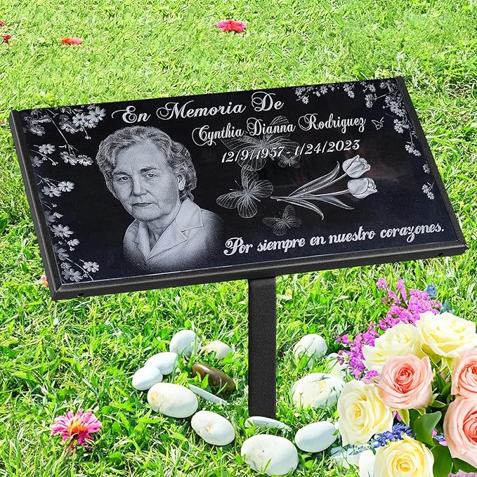16x8 Granite Gravestone Memorial plaques for Outdoors,Cemetery headstones for Graves,Grave Markers for Cemetery for Humans，Cemetery Tombstone Marker,Grave Stones for Humans