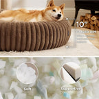 Bedsure Donut Large Dog Bed - Washable Faux Fur Dog Beds Large Sized Dog with Corduroy Fleece & Anti Slip Bottom, Round Pet Beds with Removable Cover, Copper Brown, 36x36x10 inches
