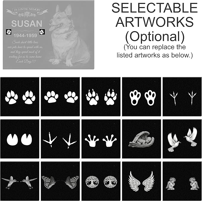 ADFSTONE Pet Memorial Stones Personalized Dog Remembrance Gifts, Customized Dog Picture Grieving Plaque, DIY Gravestone, Custom Sympathy Photo Gift, Animal Grave Markers.