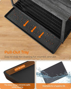 Feandrea Dog Crate Furniture, 56.1" Modern Kennel for Dogs Indoor up to 105 lb, Heavy-Duty Dog Cage with Multi-Purpose Removable Tray, Double-Door Dog House, Ink Black UPFC005B01