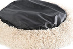 Max & Marlow Long Lush Faux-Fur, Anti-Anxiety Cuddler, Donut Dog & Cat Bed, Non Slip Bottom, Small, Cream