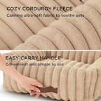 Bedsure Cute Dog Bed for Small Medium Dogs - Washable Furry Puppy Beds, Rectangle Orthopedic Corduroy Fleece Pet Beds with Removable Zipper Cover, 25x21x7inches,Sandy Tan