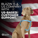 BLAZIN No Pull Dog Harness - Adjustable Step-in Reflective Nylon Vest Harness - Neoprene Padded for Extra Comfort (Medium, Blue)