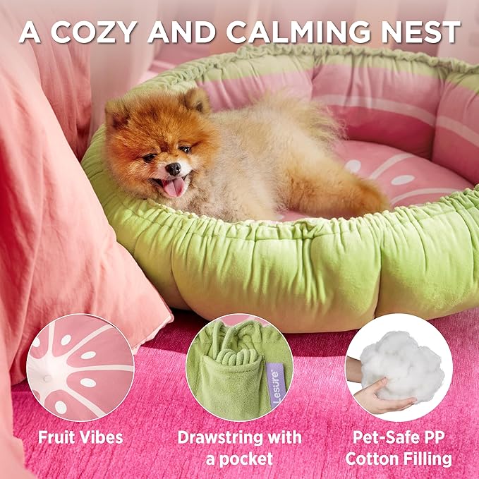 Lesure Cat Beds for Indoor Cats - Washable Cute Cat Beds with Versatile Dual-Use Design, Reversible Donut Pet Bed for Puppy and Kitten, 21x21x7 Inches