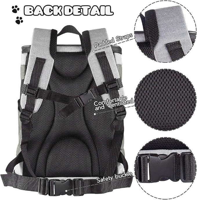 JESPET & GOOPAWS Pet Backpack Carrier for Small Dog, Puppy, Soft Carrier Backpack Ideal for Traveling, Hiking, Walking and Outdoor Activities with Family (Smoke Grey)