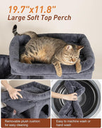 Cat Tree with Soft Top Perch, 21.6in Cat Tower with Hammock and Dual Condos, All-in-one Cat Activity Center, Dark Gray