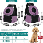 PetAmi Adjustable Cat & Dog Front Chest Carrier Backpack, Ventilated for Hiking & Camping, Max 10 lbs, Purple