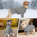 cyeollo Dog Sweater Warm Turtleneck Knitted Sweaters with Sleeve Winter Dog Clothes Sweaters for Dogs, Grey L