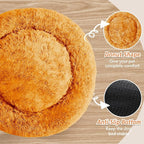 JOLLYVOGUE Calming Dog & Cat Bed for Small Dogs, Anti-Anxiety Donut Cuddler Cozy Soft Round Bed with Anti-Slip Bottom, Fluffy Faux Fur Plush Cushion Beds for Small Medium Dogs (27")