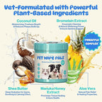 All-in-1 Dog Teeth Cleaning Wipes | Enzymatic Whitening + Micro Scrubbing Beads | No Mess, Pet Dental Wipes & Finger Tooth Brushing Kit | Plant-Based Dental Care for Cats & Dogs (60 Count)