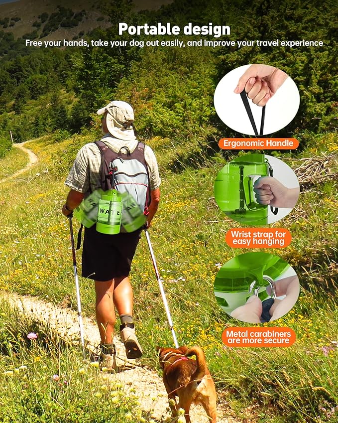 Portable Dog Water Bottle Bowl - 77 oz Travel Water Bowl Dispenser for Dogs Leak Proof, Suitable for Large Pet Drinking, A Must Have for Outdoor, Camping, Walking, Beach, Hunting Other Scenes （Green）