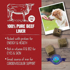 Freeze Dried Dog and Cat Treats, Beef Liver, All Natural Single Ingredient Freeze-Dried Dog Treat & Snacks, Made in USA, High Protein, Essential Nutrition of Raw Food, 8oz