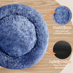 JOLLYVOGUE Calming Dog & Cat Bed for Large Dogs, Anti-Anxiety Donut Cuddler Cozy Soft Round Bed with Anti-Slip Bottom, Fluffy Faux Fur Plush Cushion Beds for Medium Dogs (36")