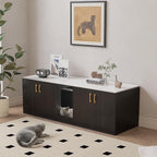 Cat Litter Box Enclosure for 2 Cats,cat Litter Box Enclosure Furniture with Double Room,Stackable,Indoor，Large cat Cabinet,pet House Side Coffee Table,White and Black (Black)