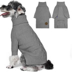 cyeollo Dog Sweater Warm Turtleneck Knitted Sweaters with Sleeve Winter Dog Clothes Sweaters for Dogs, Grey L