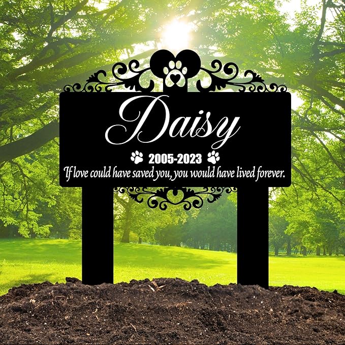 Custom Pet Grave Markers Dog | Custom Pet Headstones for Dogs | Best Memorial Gifts to Tribute Your 4-Legged Companions | Personalized Grave Marker for Furry Friends with Flower Picture Frame