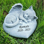 Personalized Cat Memorial Garden Statue, Angel Design, Pet Grave Marker with Engraved Name and Date