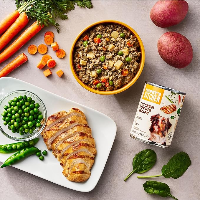 YOUR PET'S KITCHEN Wet Dog Food, Chicken Pot Pie Recipe & Beef Recipe Variety Pack - 13.2 oz Cans (Pack of 12), Made in The USA with Real Chicken