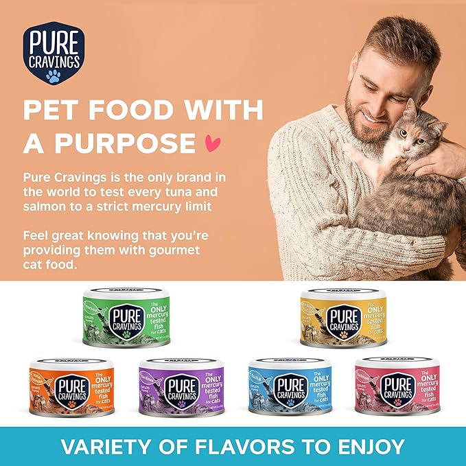 Wet Cat Food Canned Mackerel Cutlets in Gravy, Every Catch is Mercury Tested, Moist Can Fish for Cats, Grain-Free, Protein, Non-GMO, Pack of 12