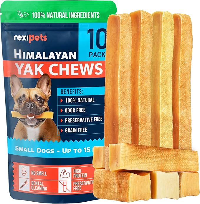 100% Natural Yak Cheese Himalayan Made Dog Chews All Breeds - Lactose Free Yak Chew for Small Medium & Large Dogs - Dental Cleaning Dog Chews for Aggressive Chewers - Long Lasting Odor & Gluten Free