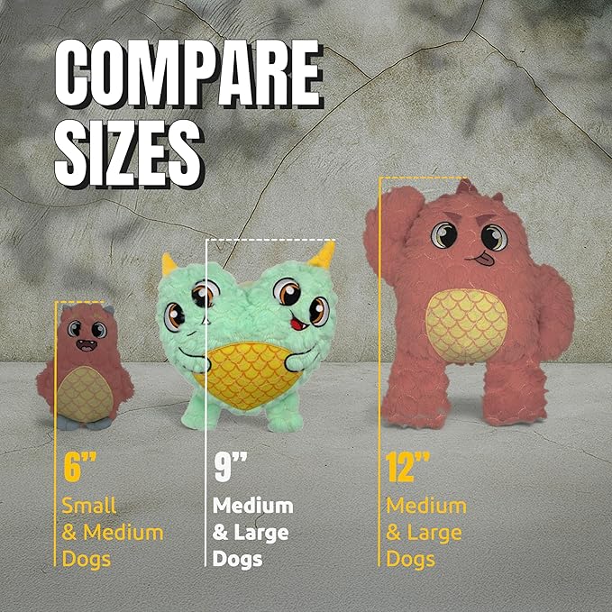 Bite Force - Durable & Strong Dog Toy Blue Two Headed Monster with Squeaker, Kevlar-Reinforced for Aggressive chewers.